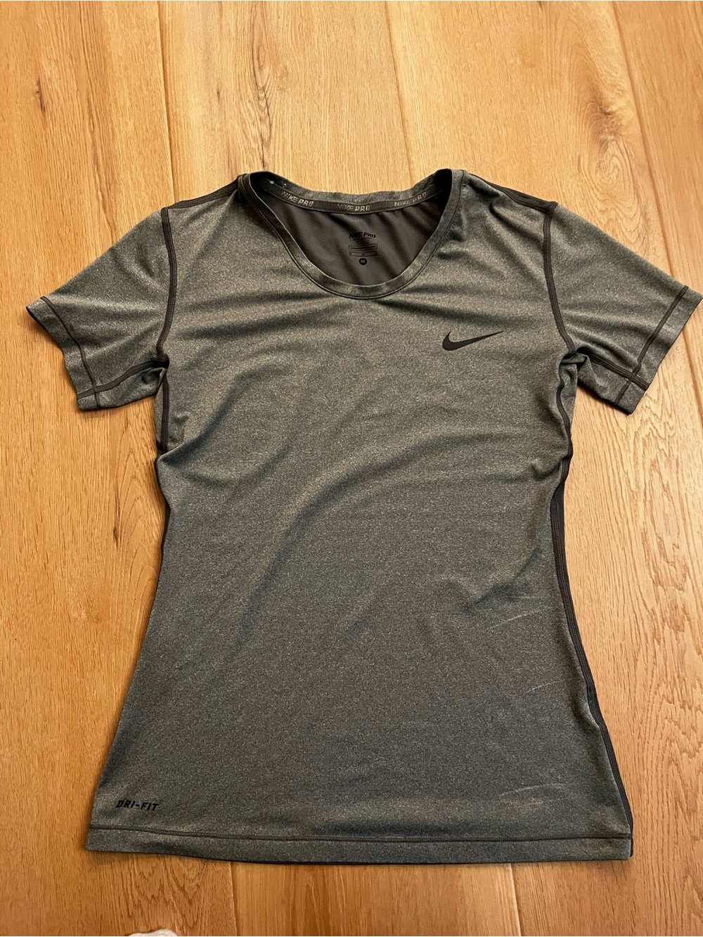 Nike Pro Women's Dri-FIT Gray Performance Short Sleeve Tee